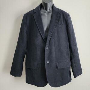 Old Navy Blazer Mens Large Black Cotton Twill Two Button Casual Grad Event Work